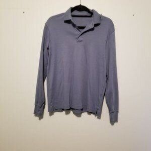 LANDS END mens polo long sleeve cornflower blue size Small